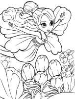A coloring page of thumbelina